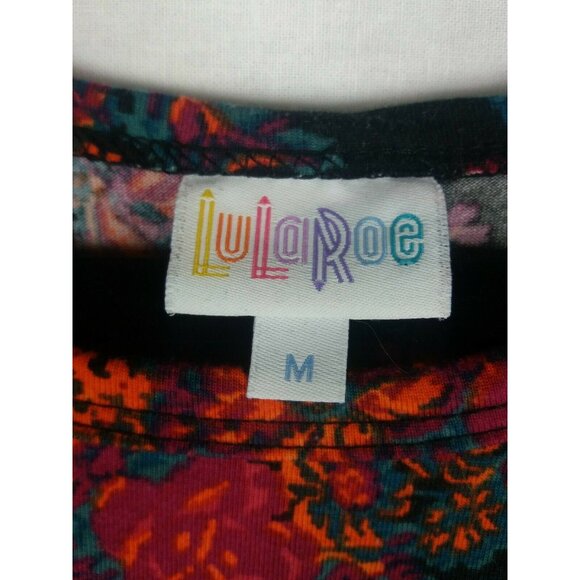 Floral Simply Comfortable Dress Flowers LuLaRoe Size Medium Black Stretchy Hi Lo - Picture 6 of 7